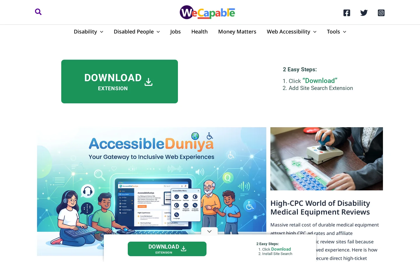 WeCapable Homepage screenshot