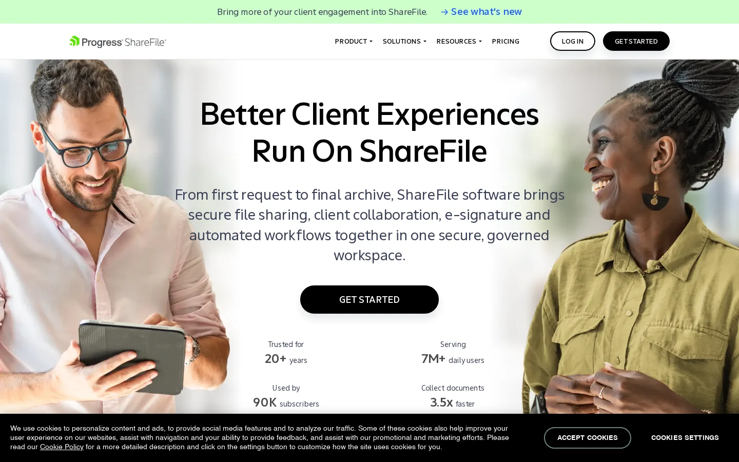 ShareFile Homepage screenshot