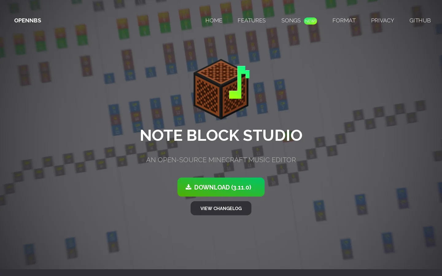 Note Block Studio Homepage screenshot