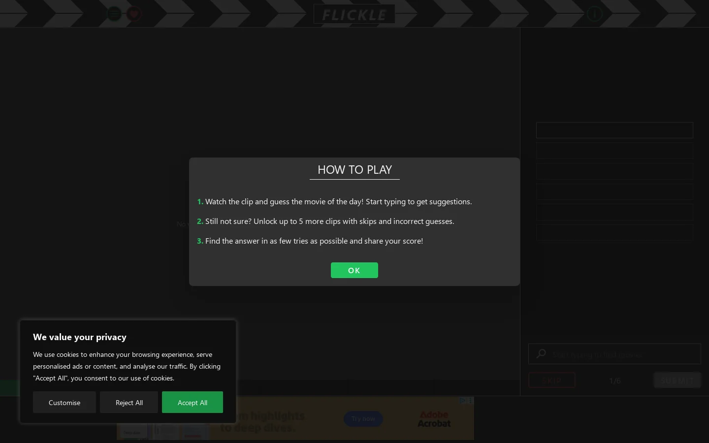 Flickle Homepage screenshot