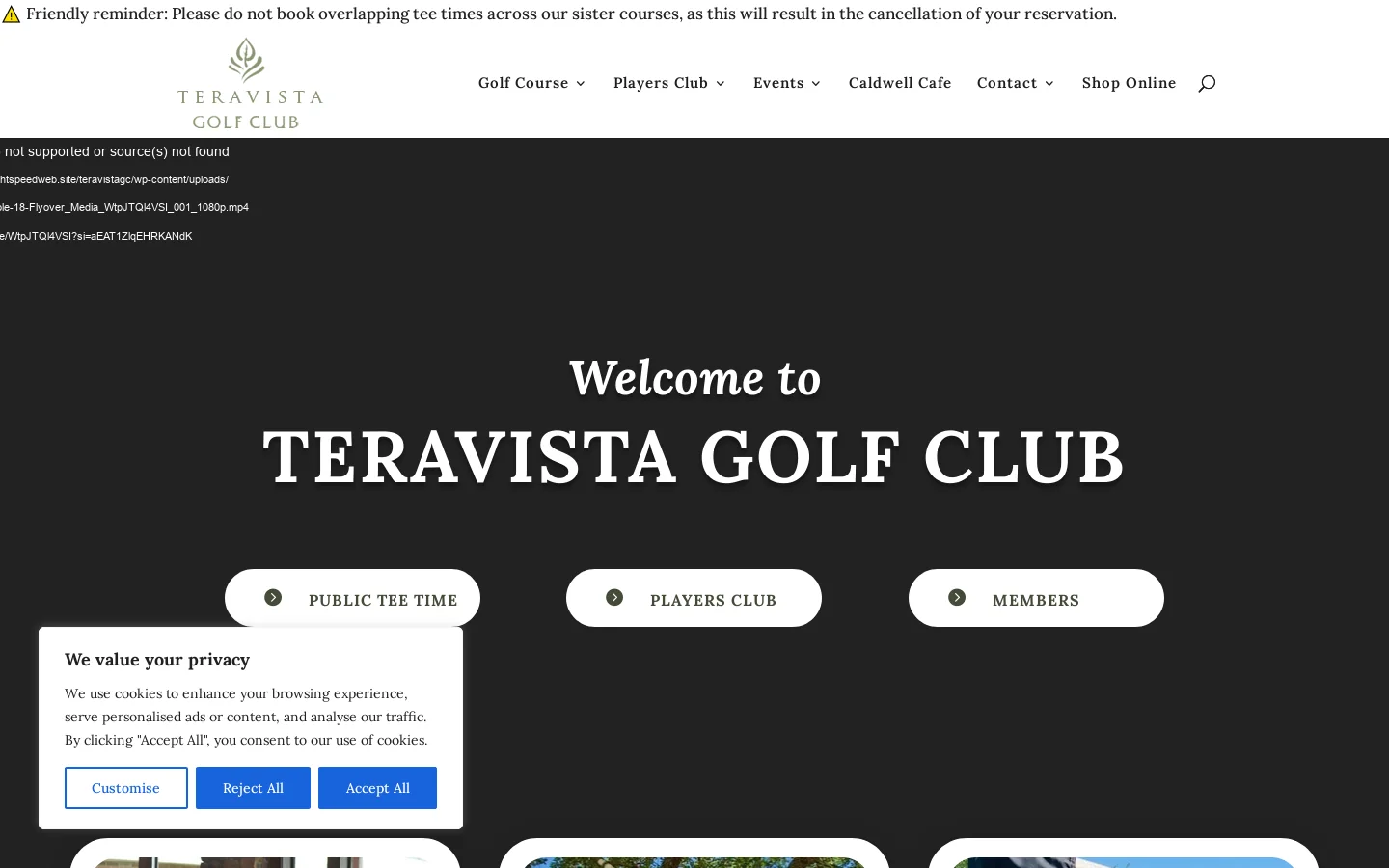 Teravista Golf Club Homepage screenshot
