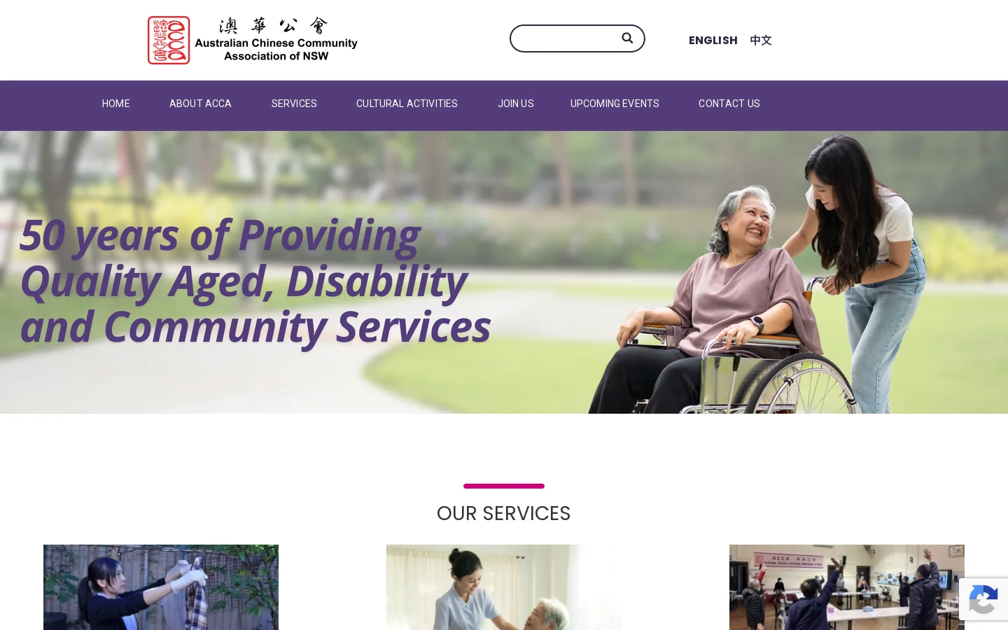 Australian Chinese Community Association of NSW Homepage screenshot