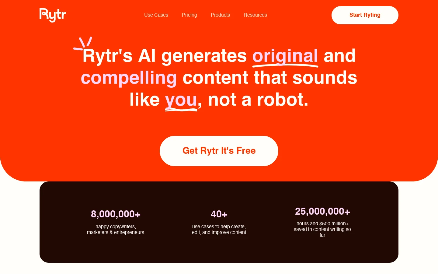 Rytr Homepage screenshot