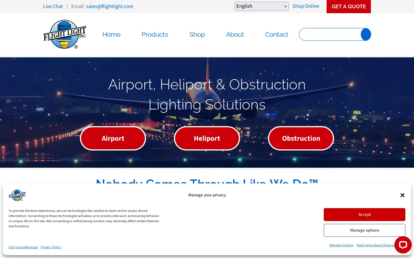Flight Light Homepage screenshot