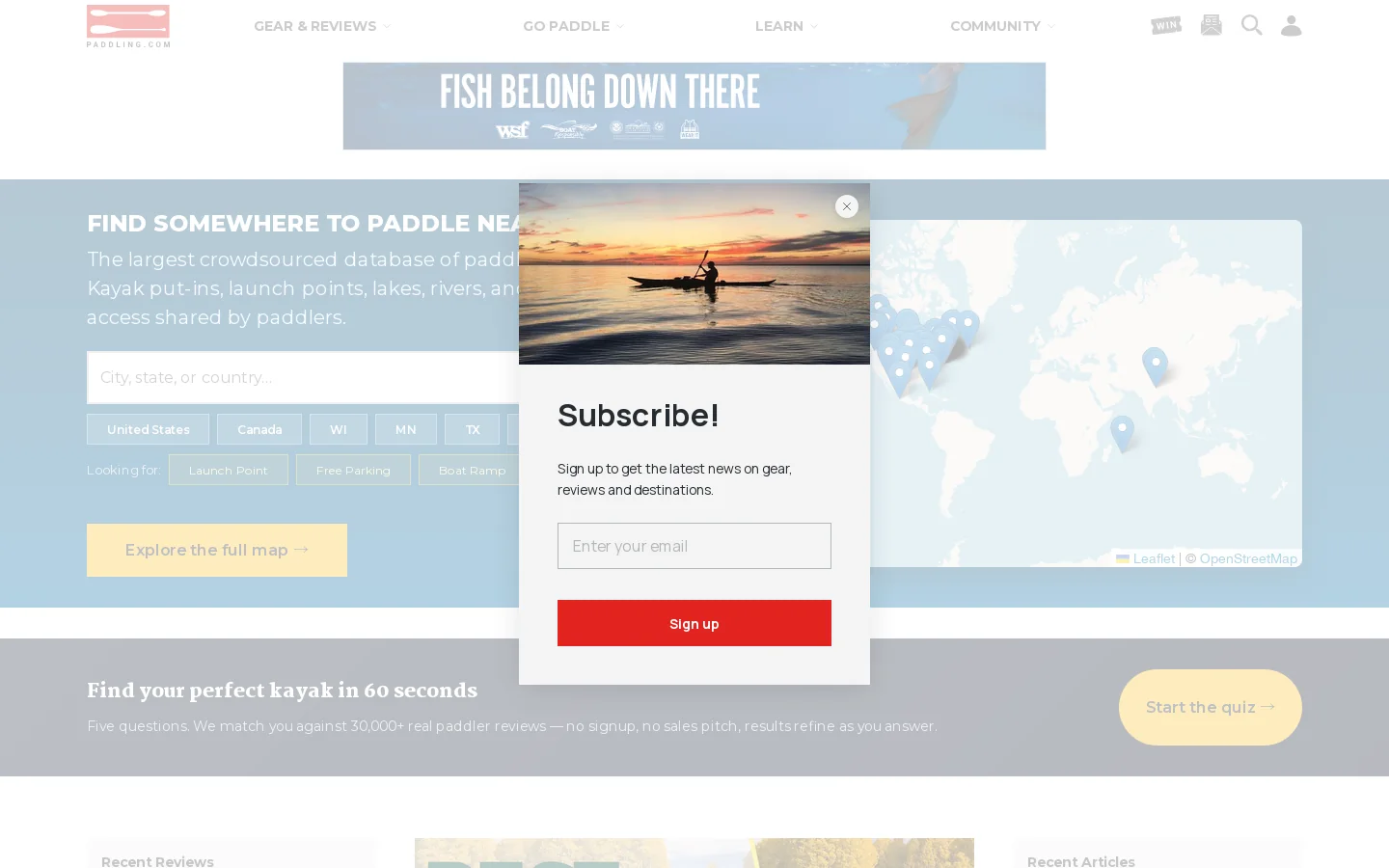 Paddling.com Homepage screenshot