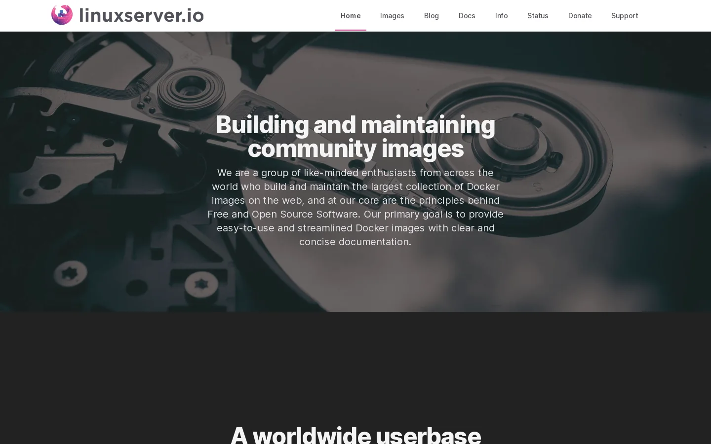 LinuxServer.io Homepage screenshot