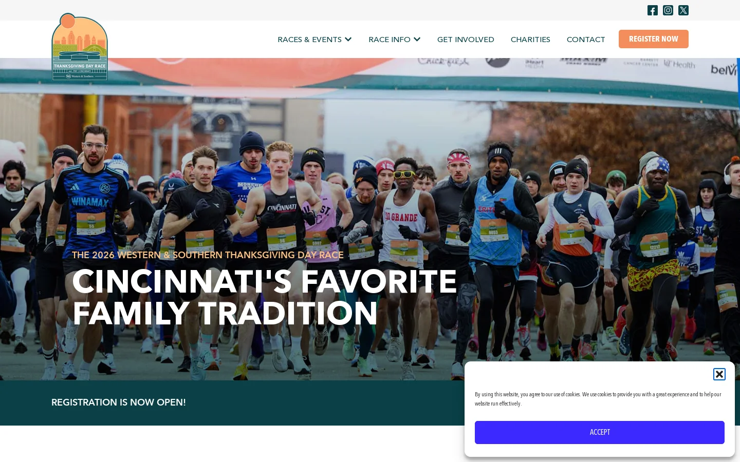 Cincinnati Thanksgiving Day Race Homepage screenshot