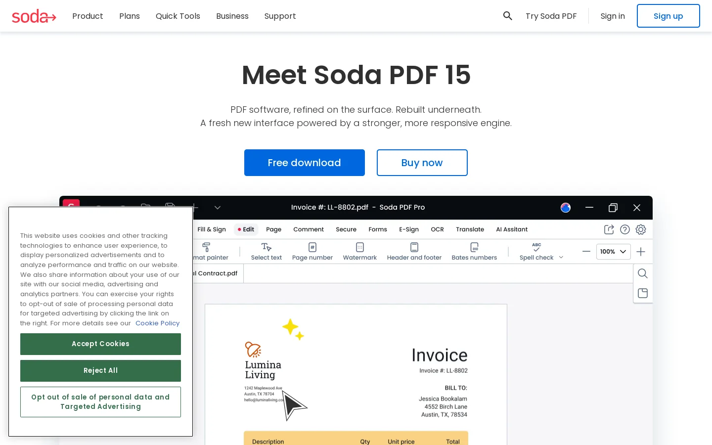 Soda PDF Homepage screenshot