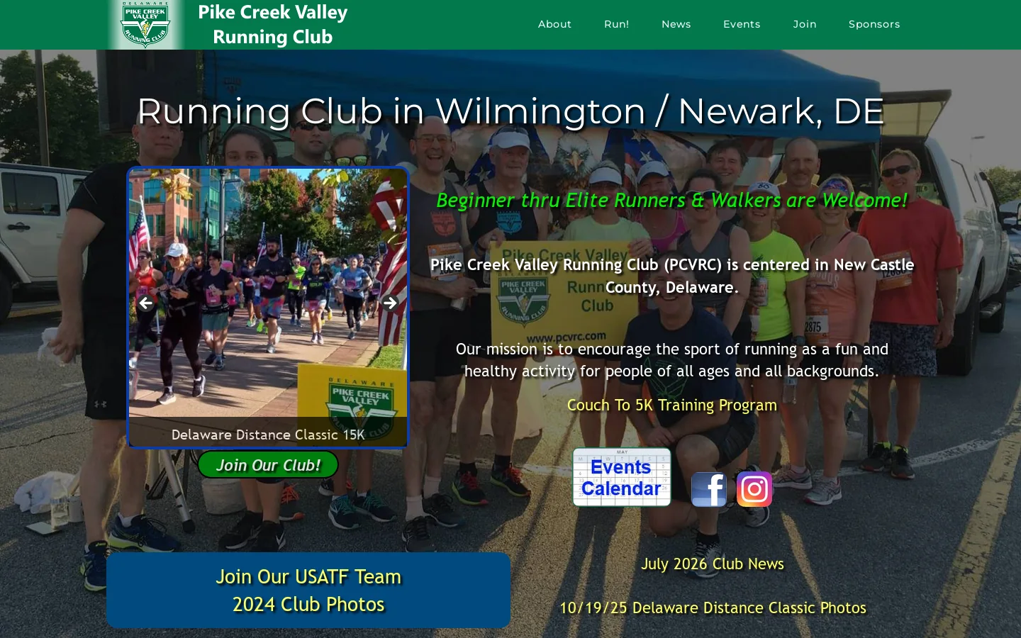 Pike Creek Valley Running Club in Wilmington Delaware🏃‍♂️ Homepage screenshot