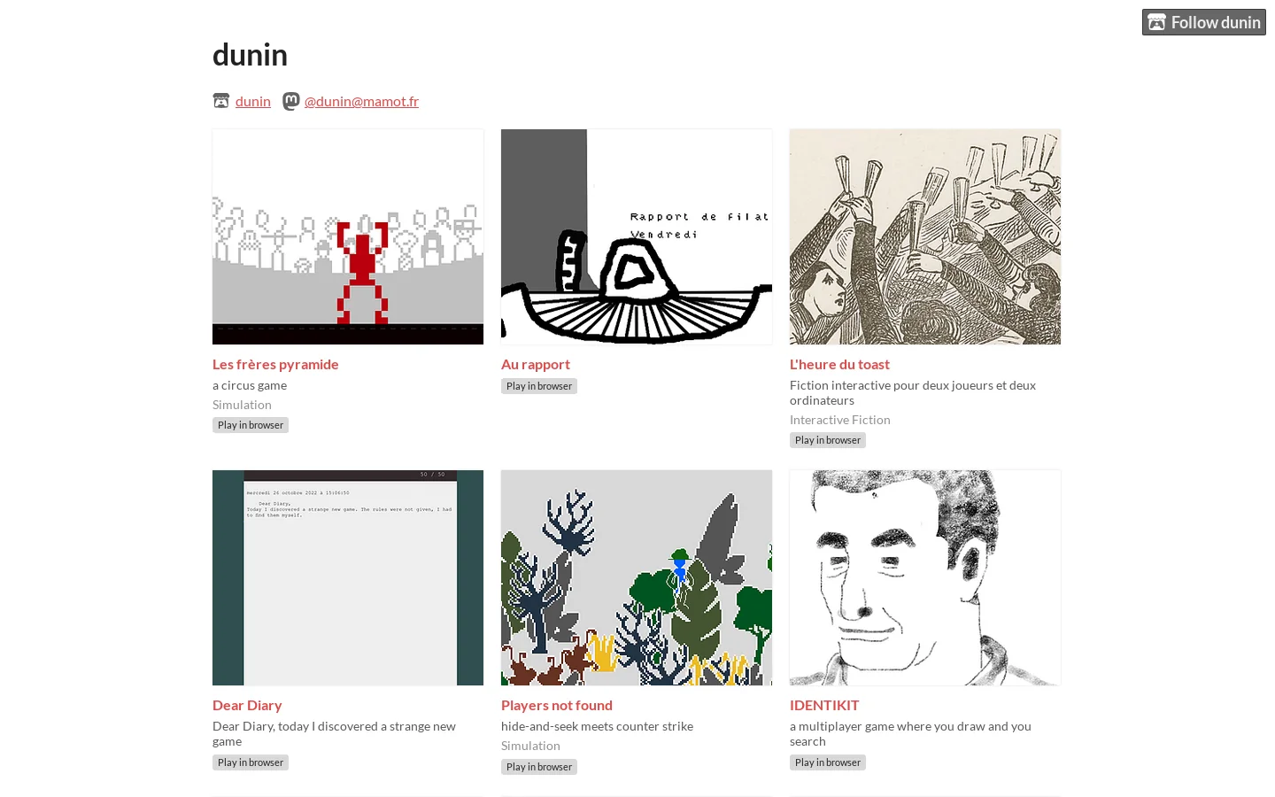 dunin Homepage screenshot