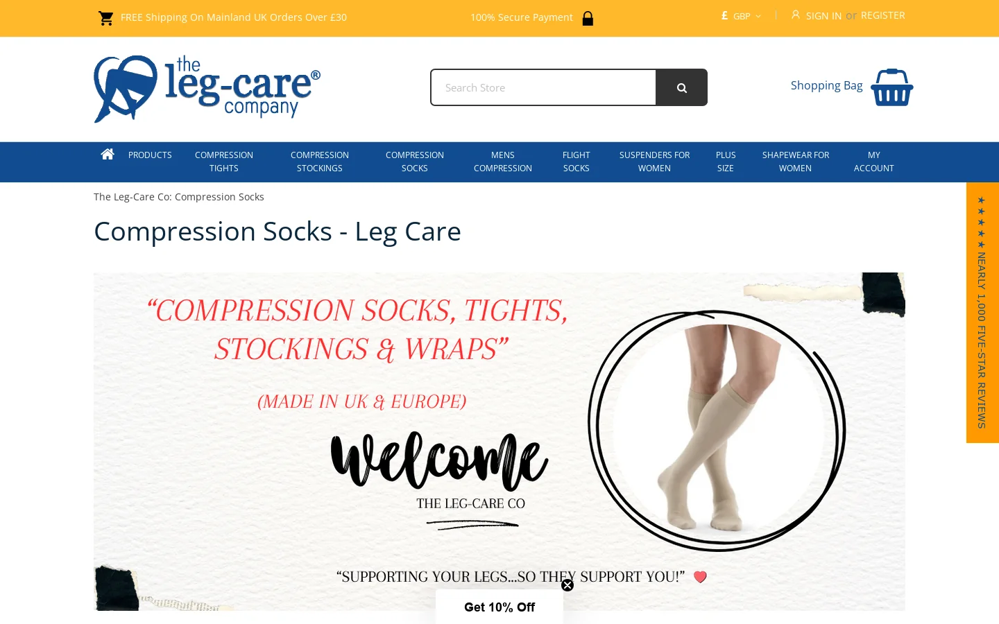 Best Compression Socks | Helpful Hints When Wearing | The Leg-Care Co Homepage screenshot