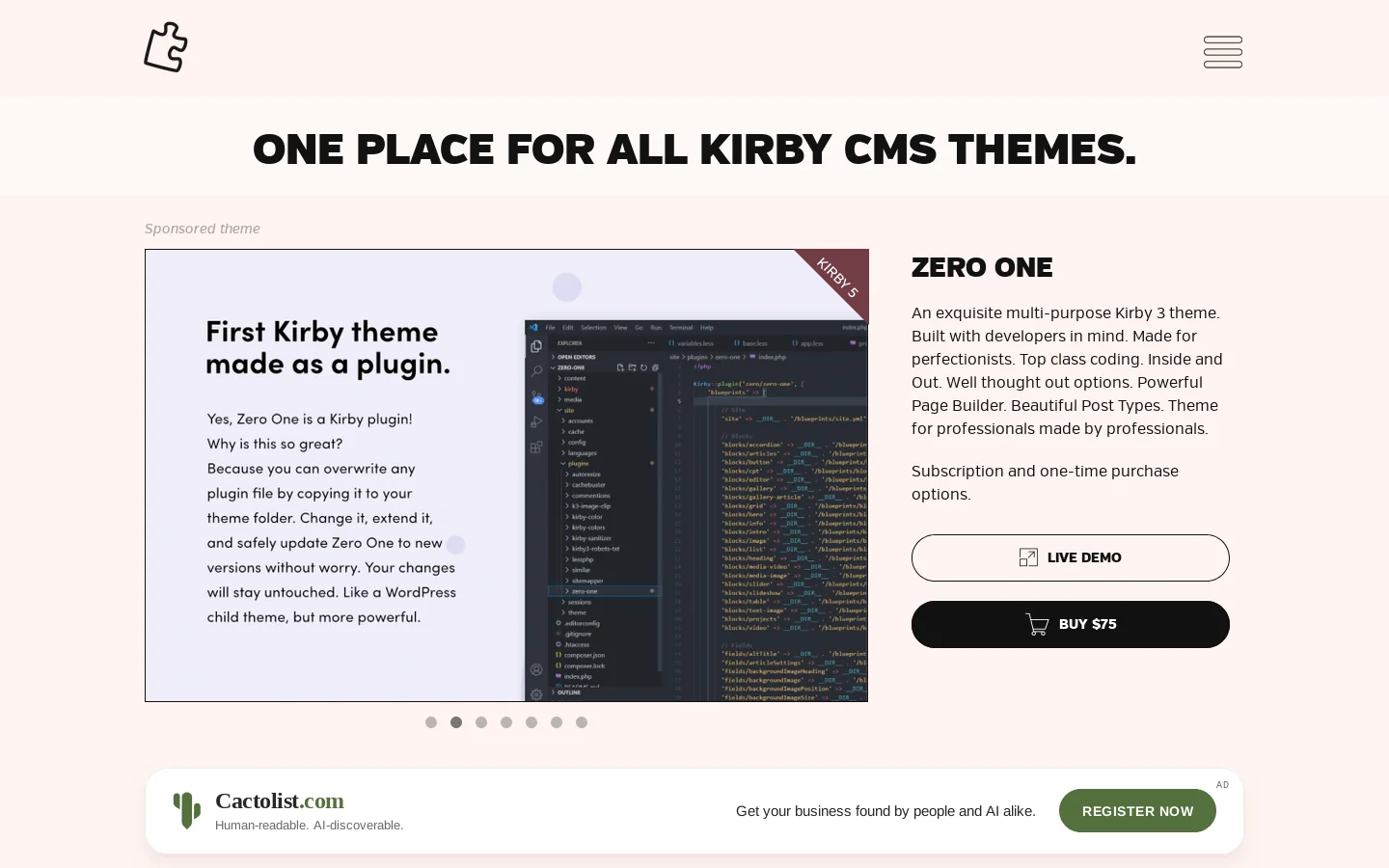 getkirby-themes.com Homepage screenshot