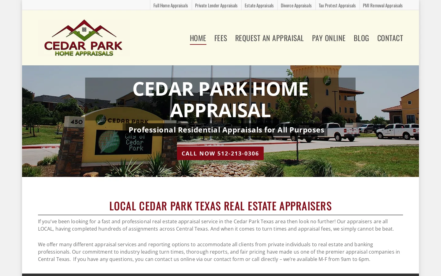 Cedar Park Home Appraisal | Local Real Estate Appraisers Homepage screenshot