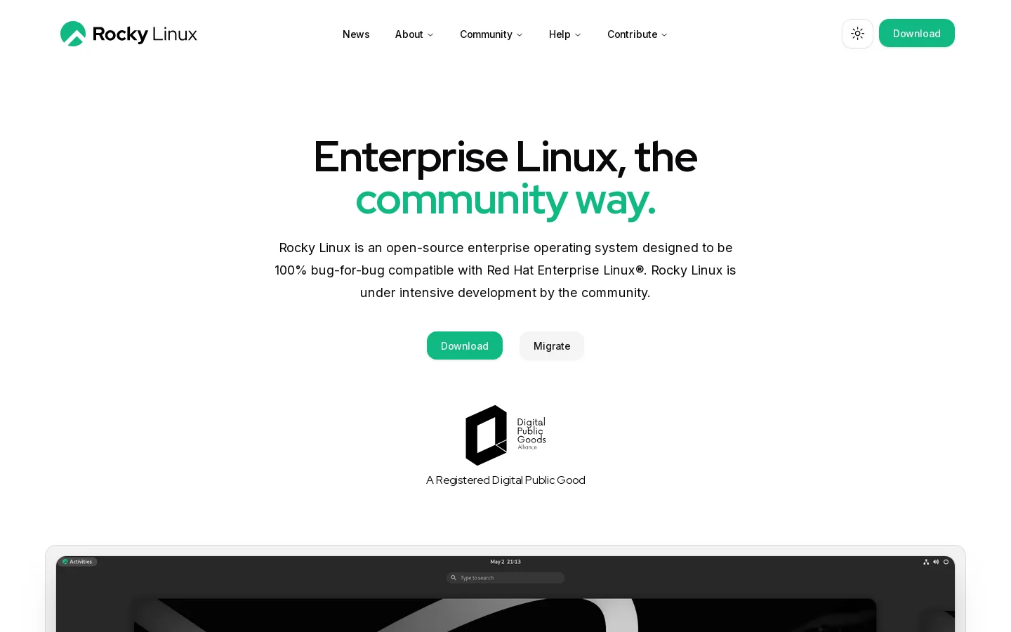 Rocky Linux Homepage screenshot