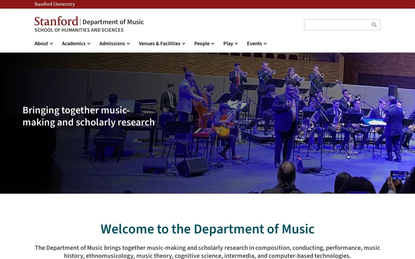 Department of Music Homepage screenshot