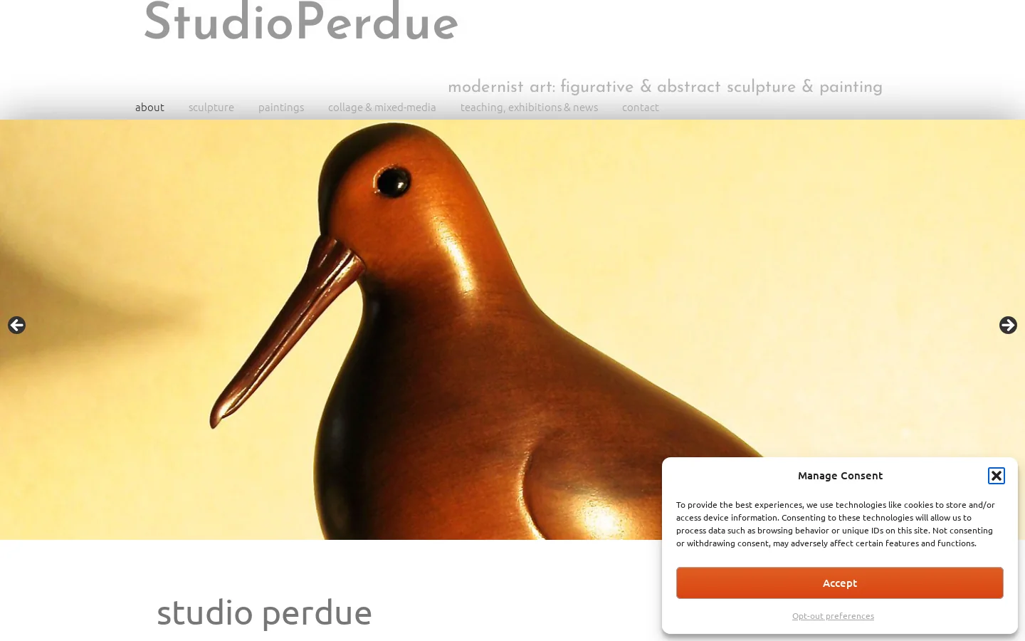 modernist art: figurative & abstract sculpture & painting Homepage screenshot