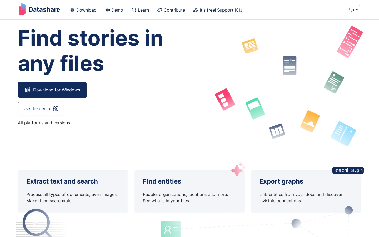 Datashare Homepage screenshot