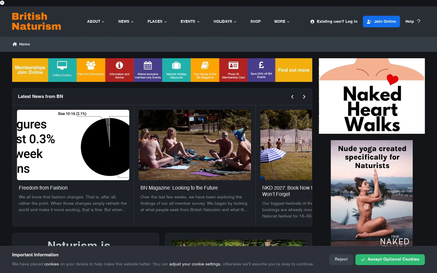 Homepage - British Naturism Homepage screenshot