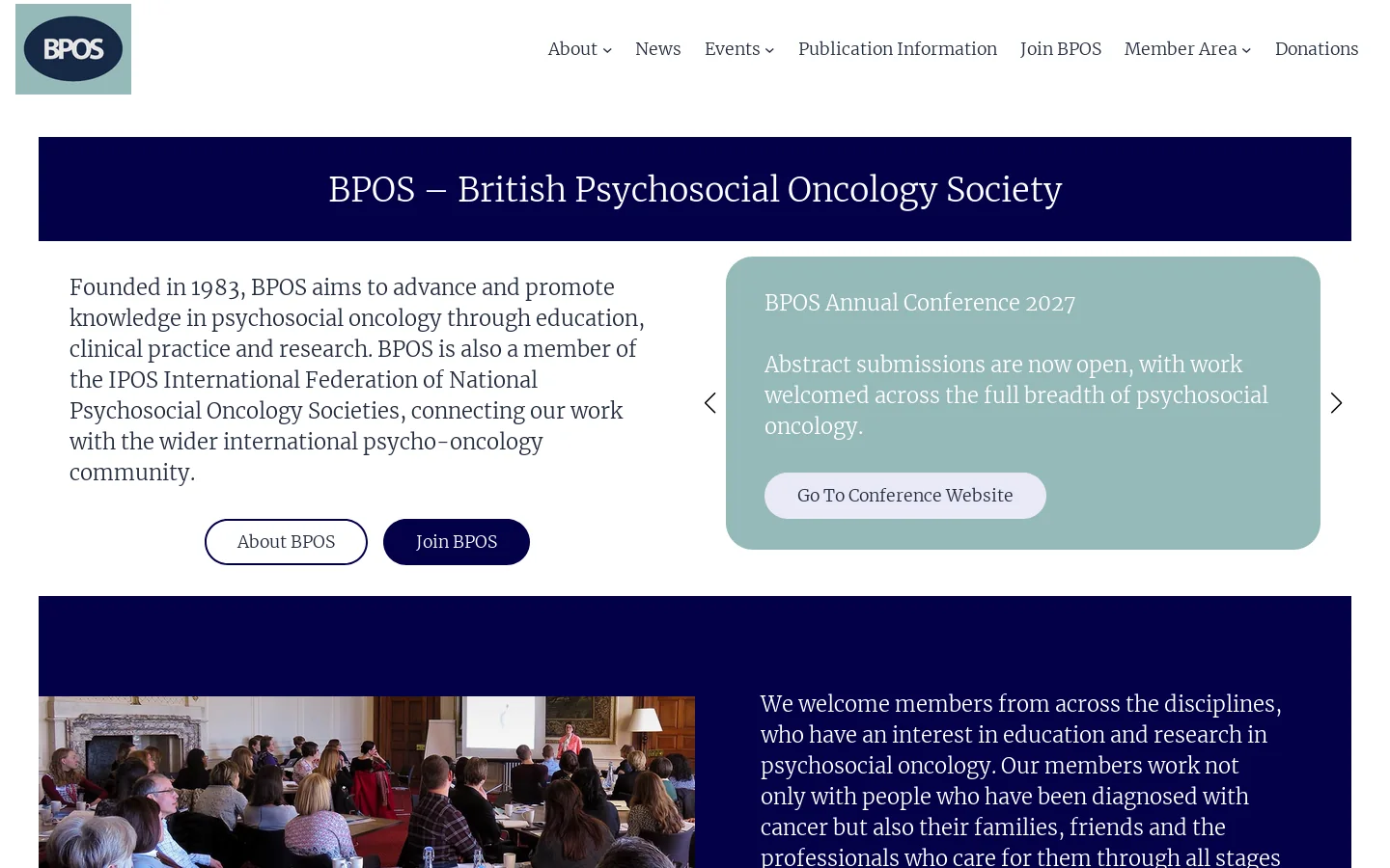 British Psychosocial Oncology Society – British Psychosocial Oncology Society Homepage screenshot