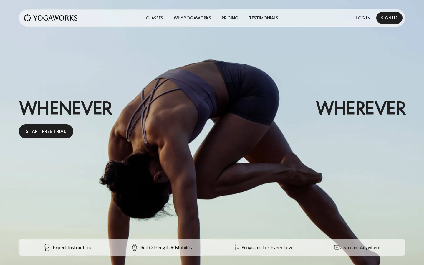 Yogaworks Homepage screenshot