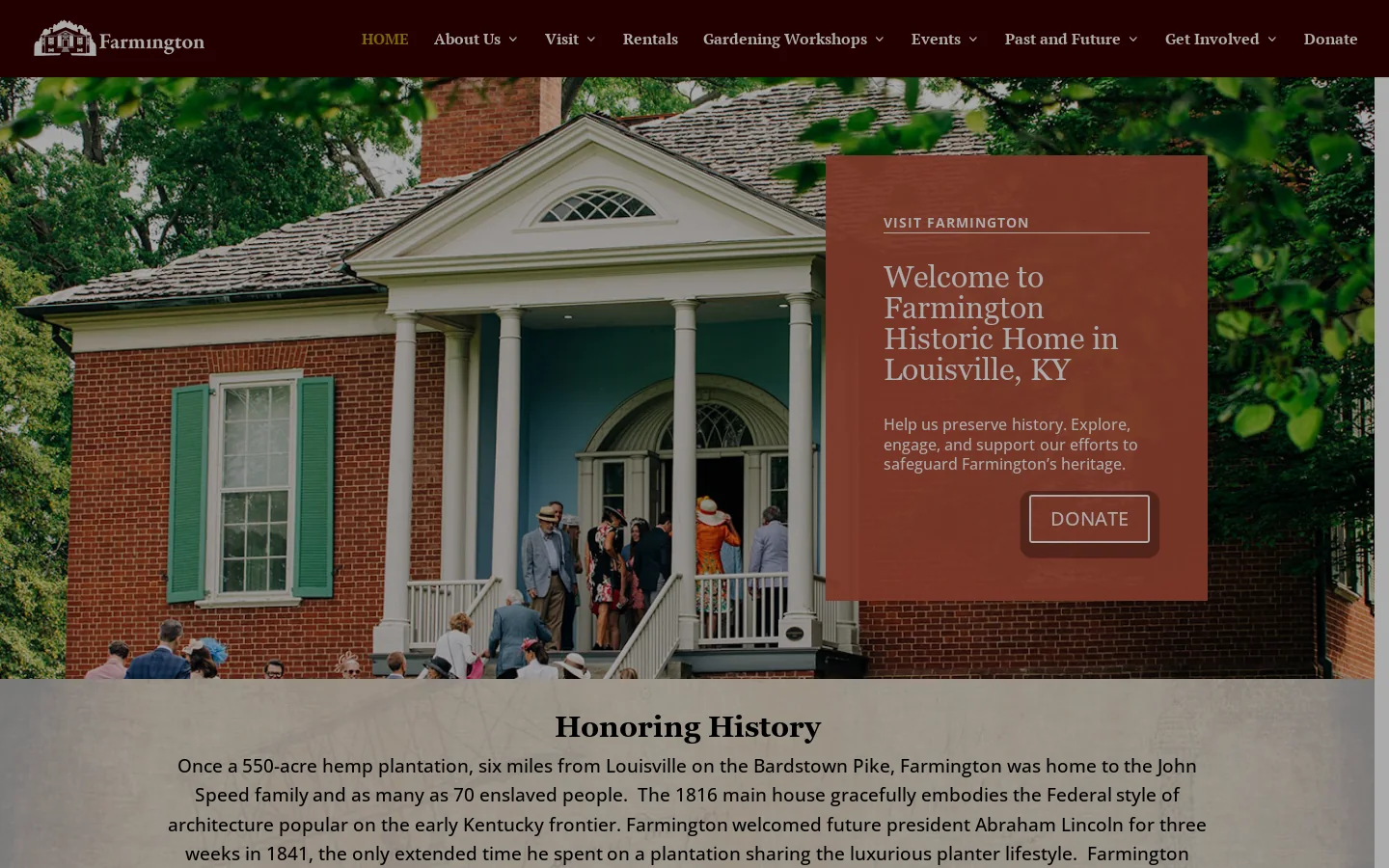 Farmington Historic Home | Louisville, KY Homepage screenshot