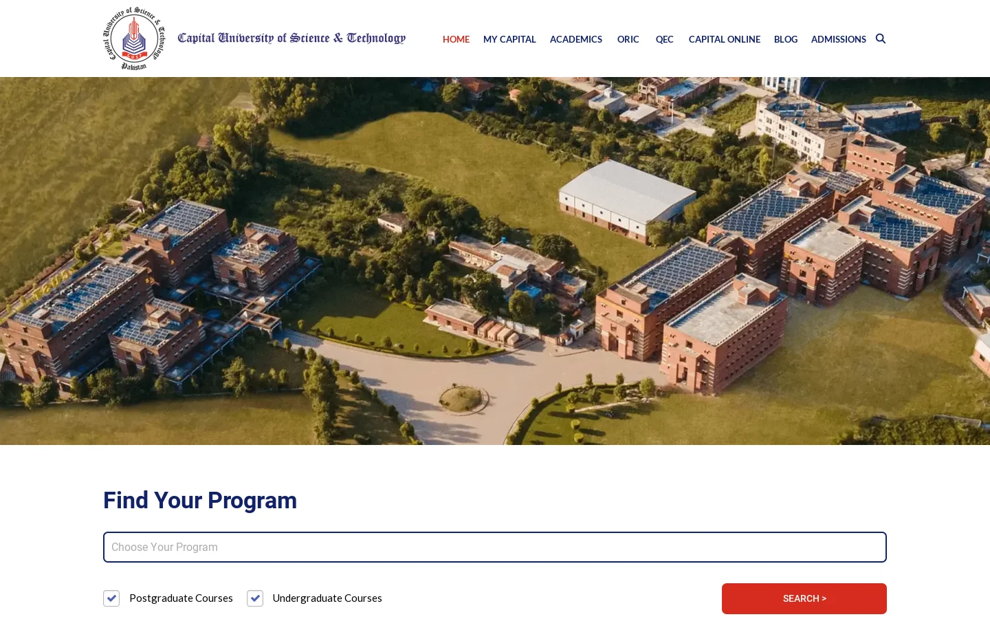 Capital University of Science & Technology Homepage screenshot