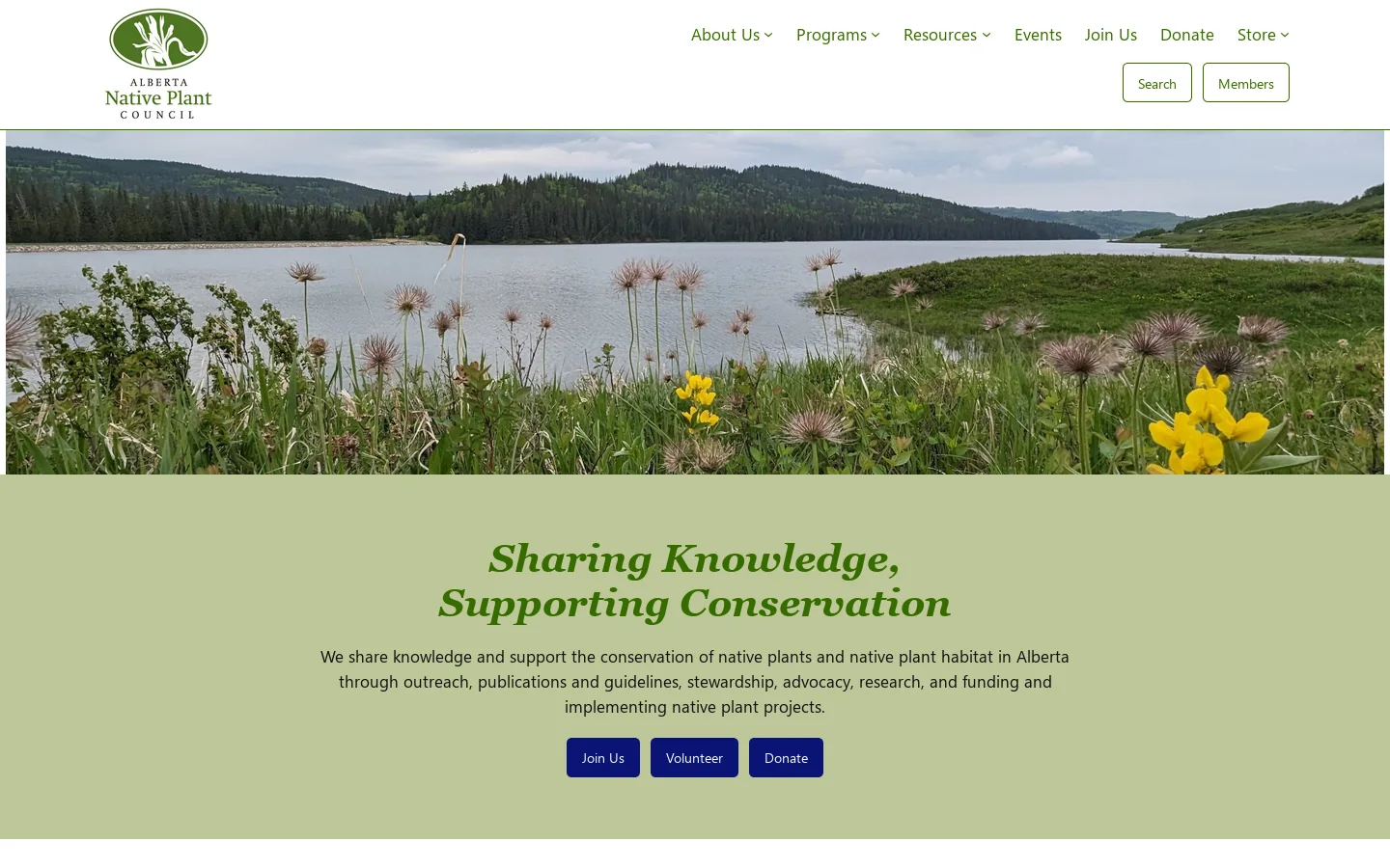 Alberta Native Plant Council Homepage screenshot