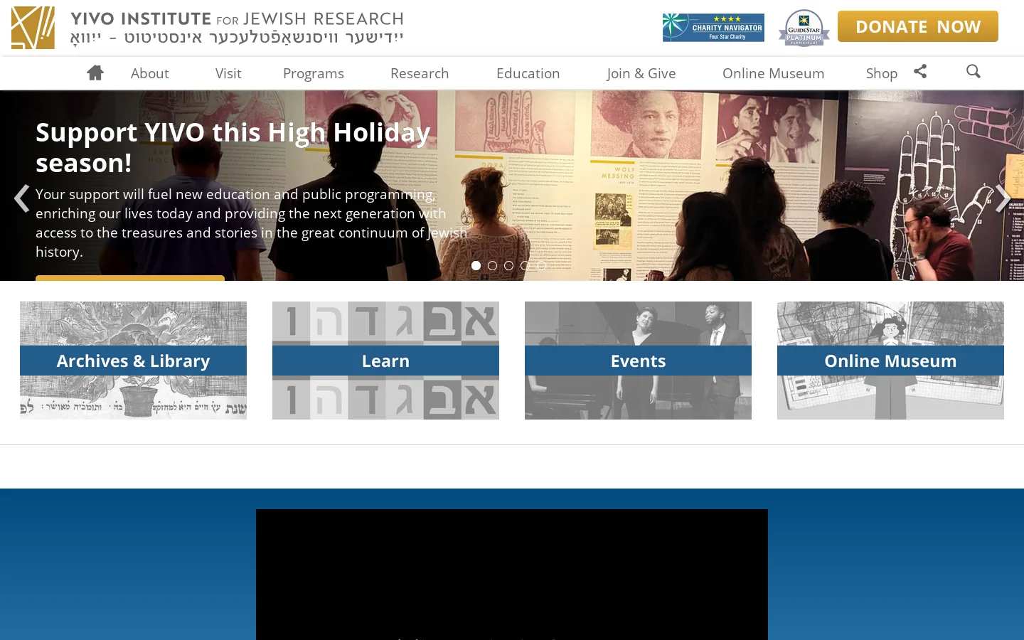 YIVO Institute for Jewish Research Homepage screenshot