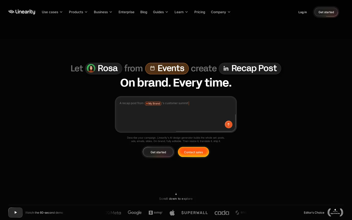 Linearity Homepage screenshot