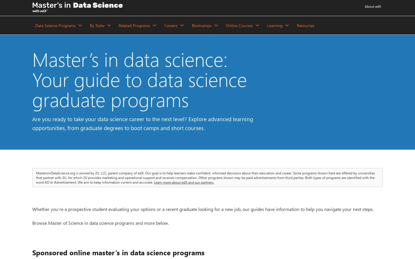 Online Data Science Graduate & Upskilling Programs | 2026 Edition Homepage screenshot