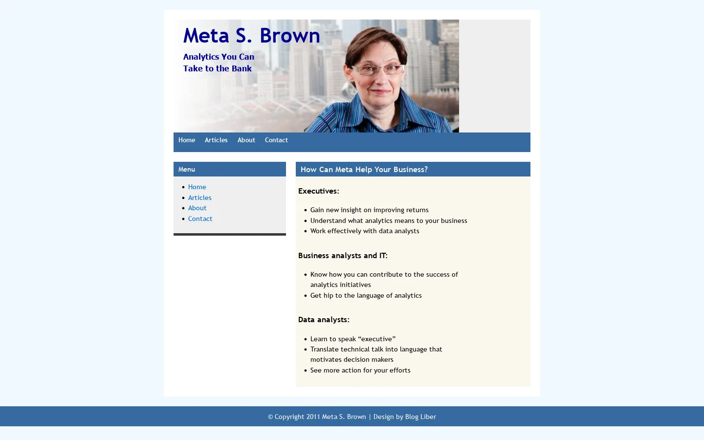Predictive Analytics - Meta S. Brown Homepage screenshot