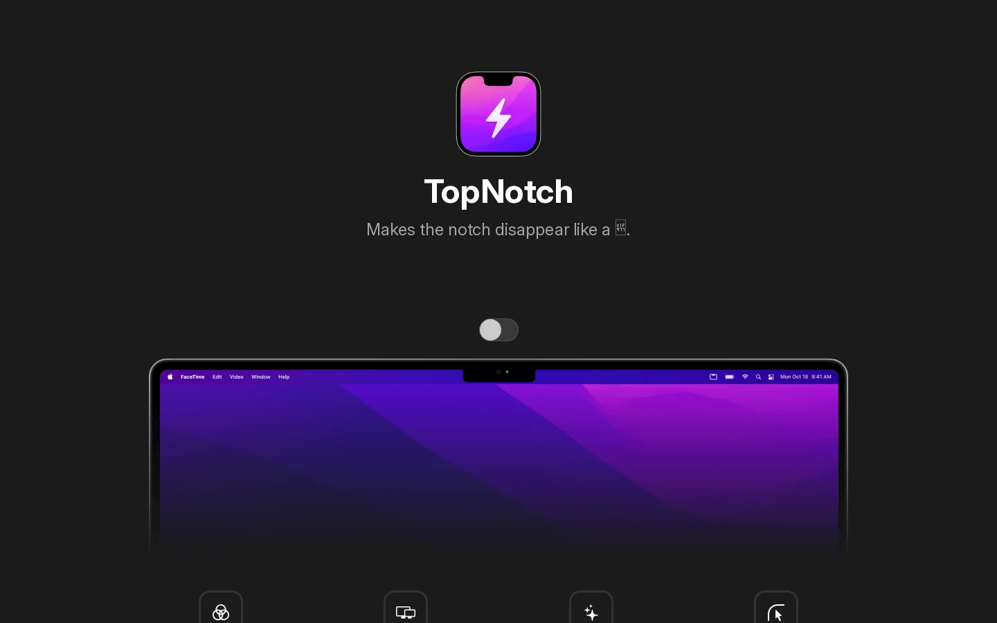 TopNotch for macOS Homepage screenshot
