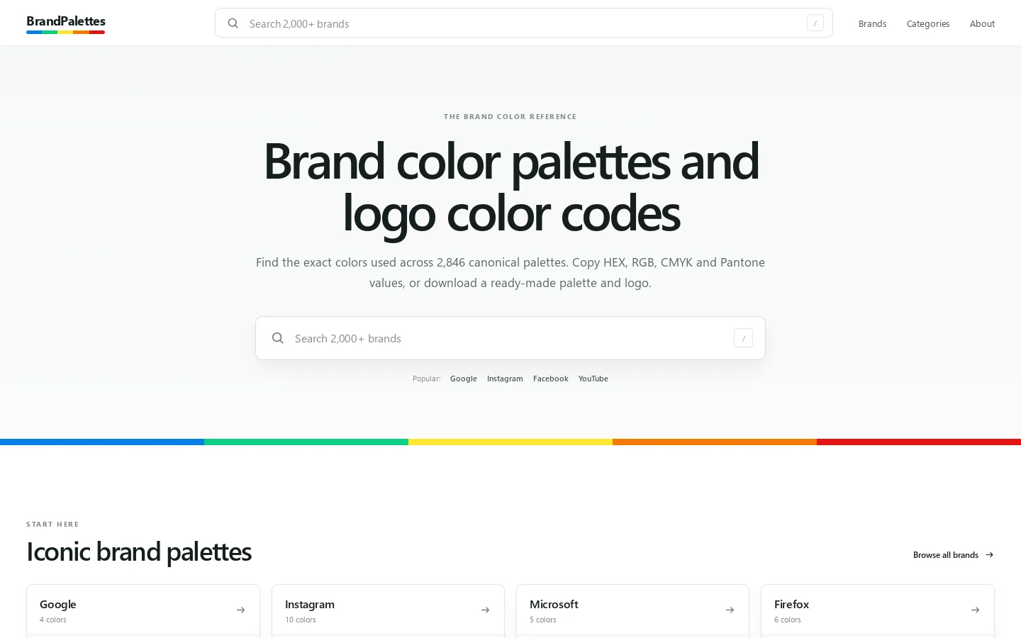 BrandPalettes Homepage screenshot
