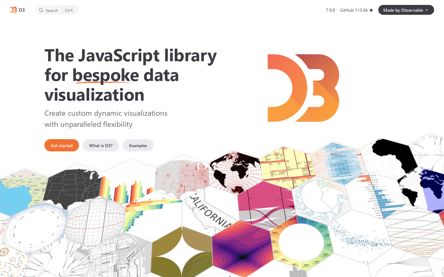 D3 by Observable | The JavaScript library for bespoke data visualization Homepage screenshot