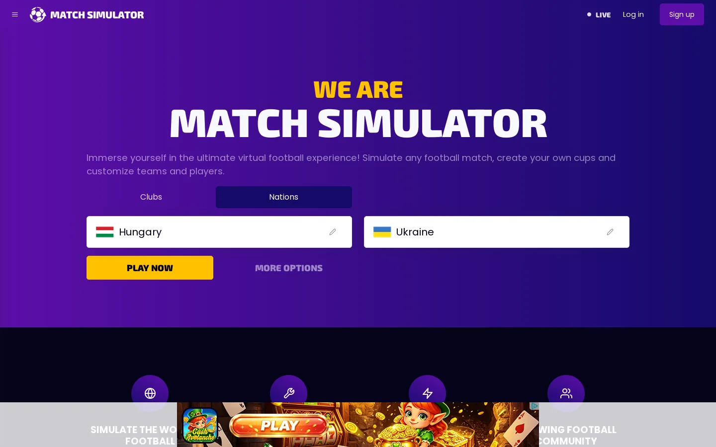 Match Simulator Homepage screenshot