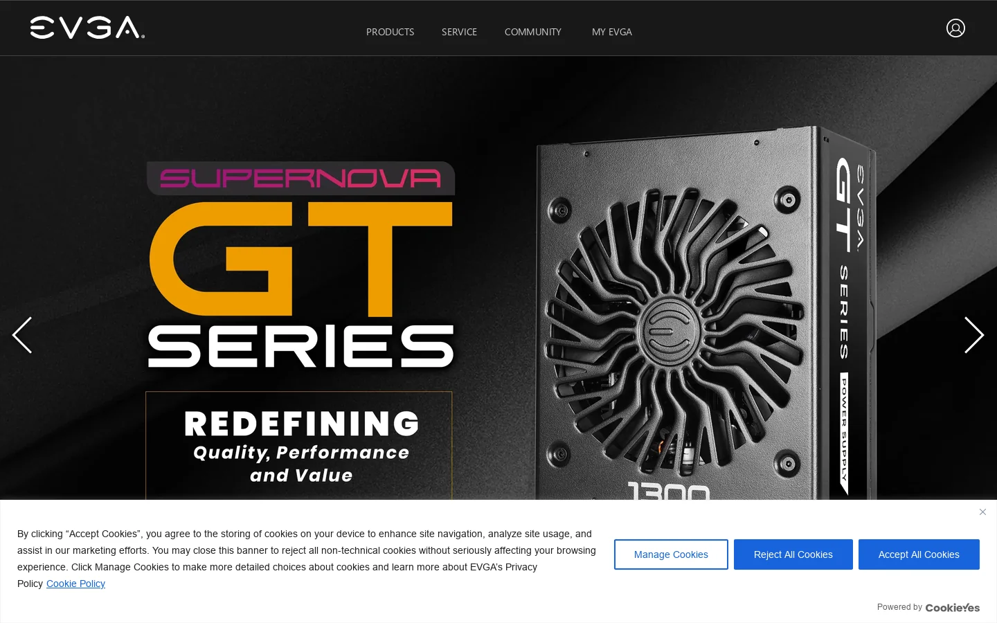 EVGA Homepage screenshot