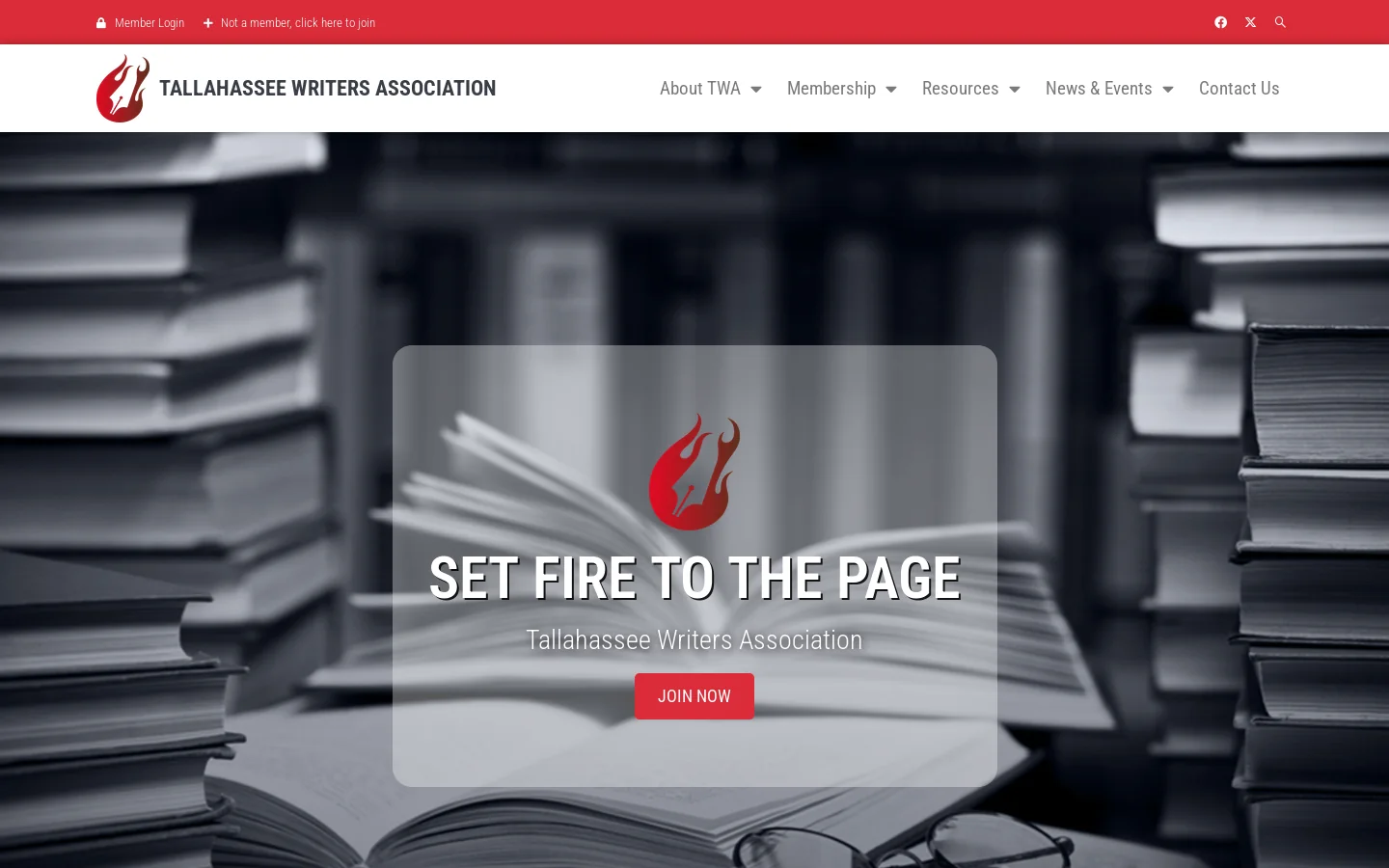 Tallahassee Writers Association - TWA supports local writers of all levels through education, connection, promotion, and outreach Homepage screenshot