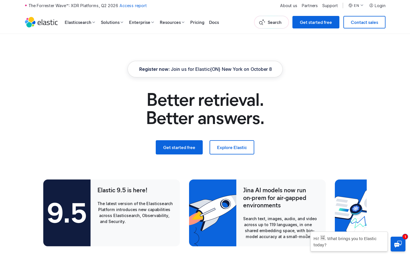 Elastic Homepage screenshot