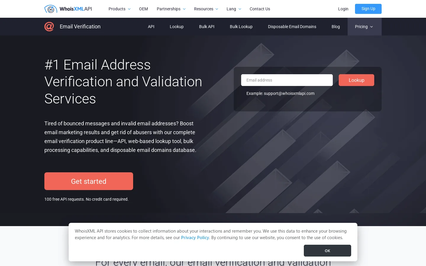 Email Verification Homepage screenshot