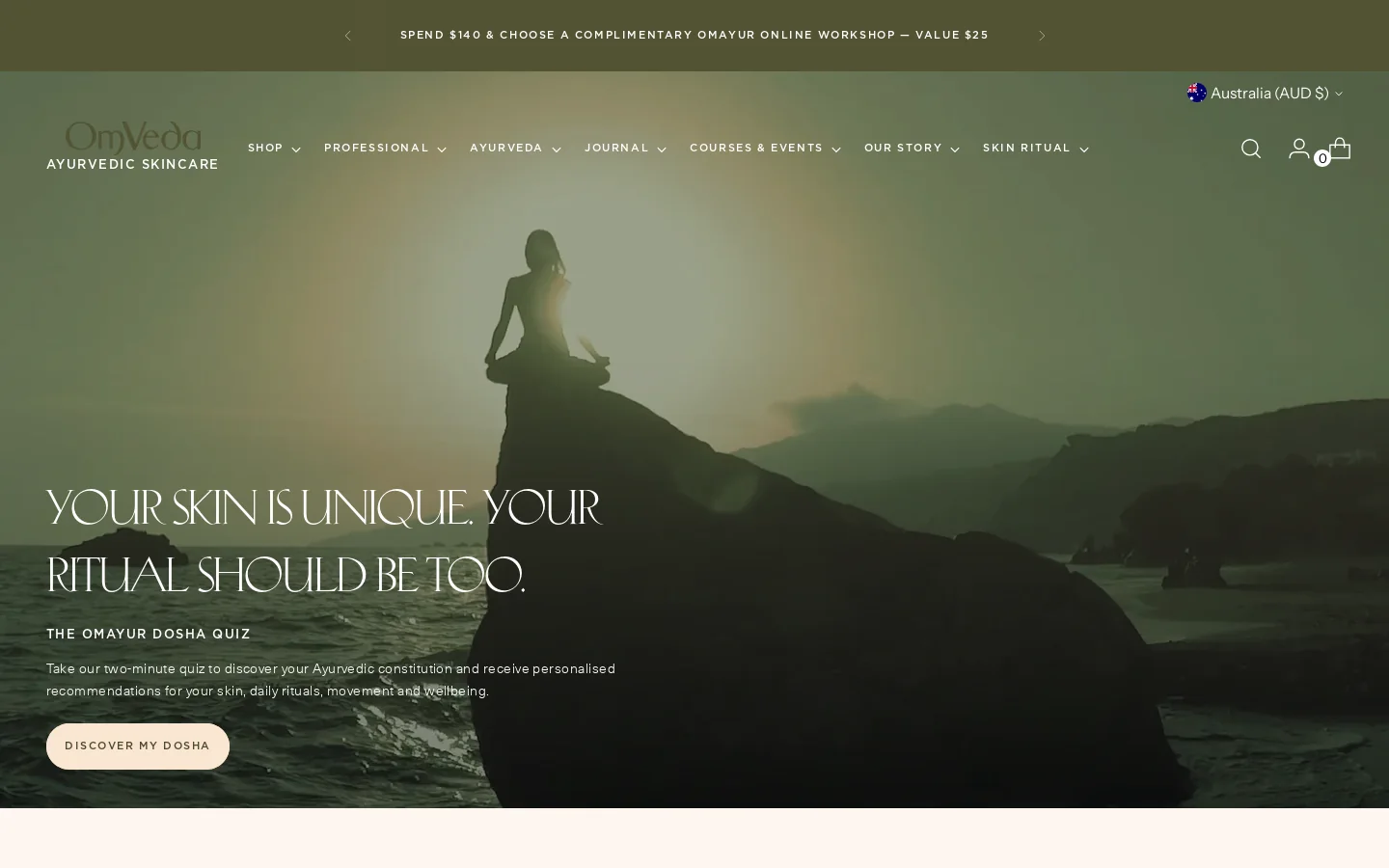 Ayurvedic Skincare Australia | OmVeda by OmAyur Wellness Homepage screenshot