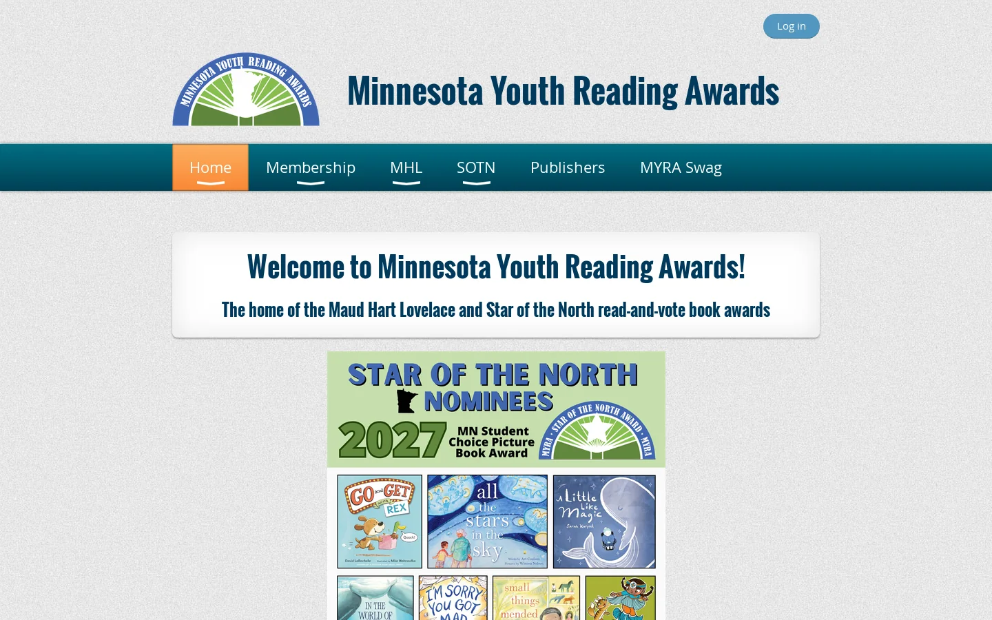 Minnesota Youth Reading Awards - Home Homepage screenshot