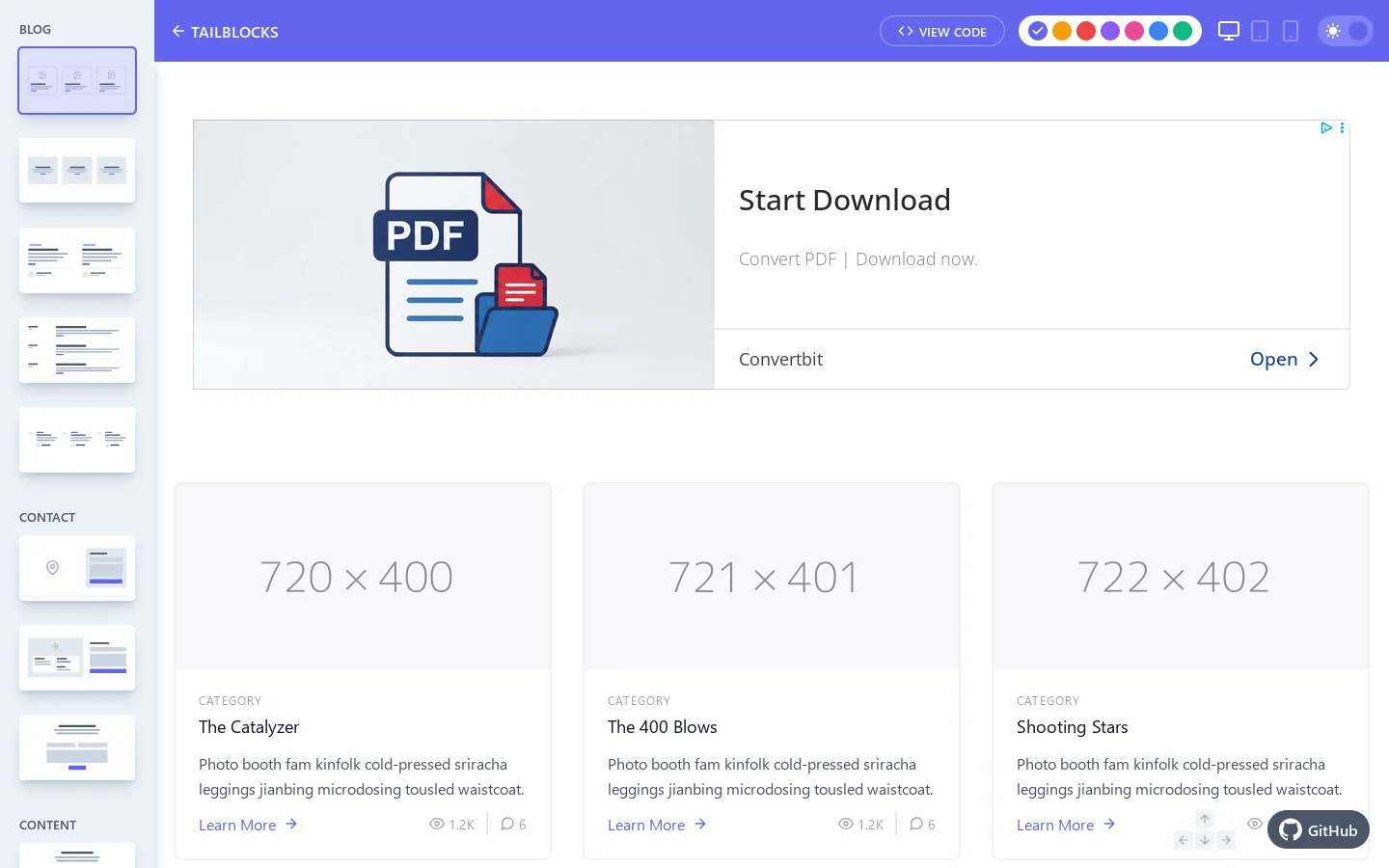 Tailblocks Homepage screenshot