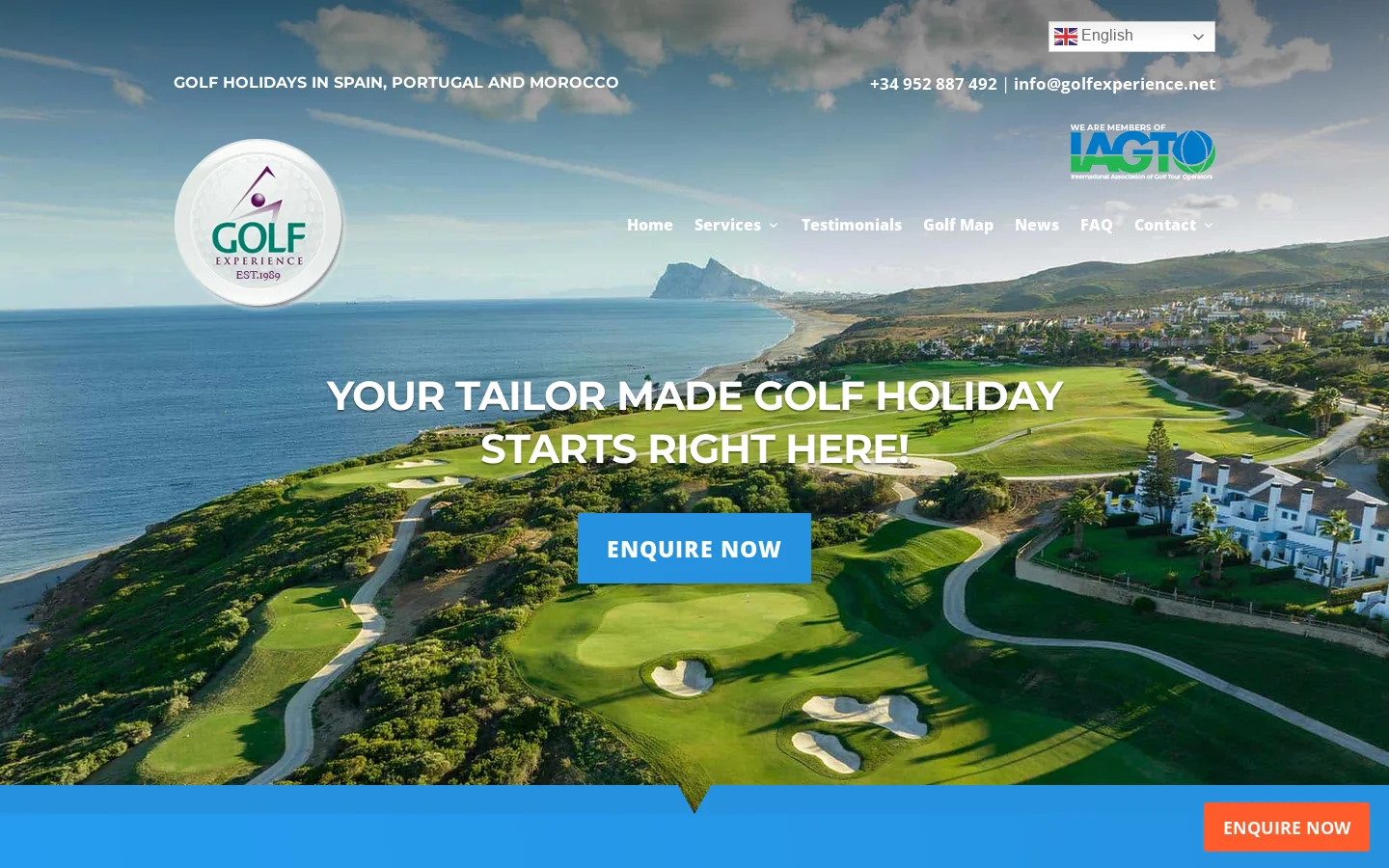 Golf Experience Homepage screenshot