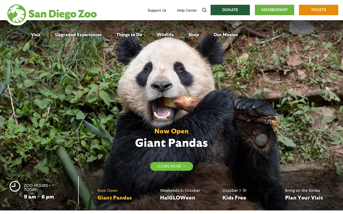 San Diego Zoo | Home Homepage screenshot