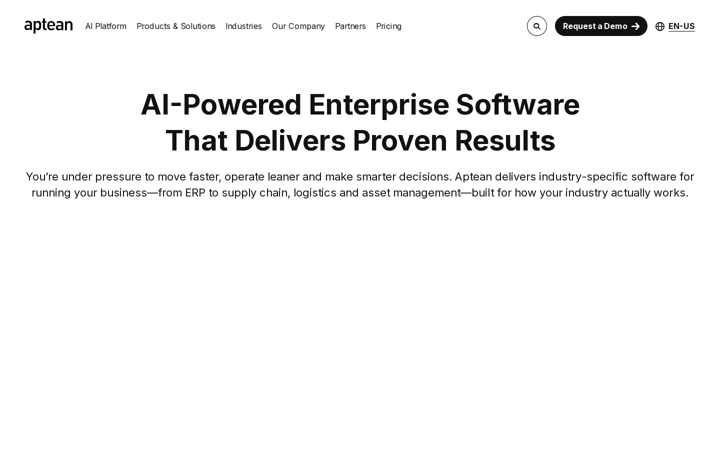 AI-Powered Food ERP Software From Aptean Homepage screenshot