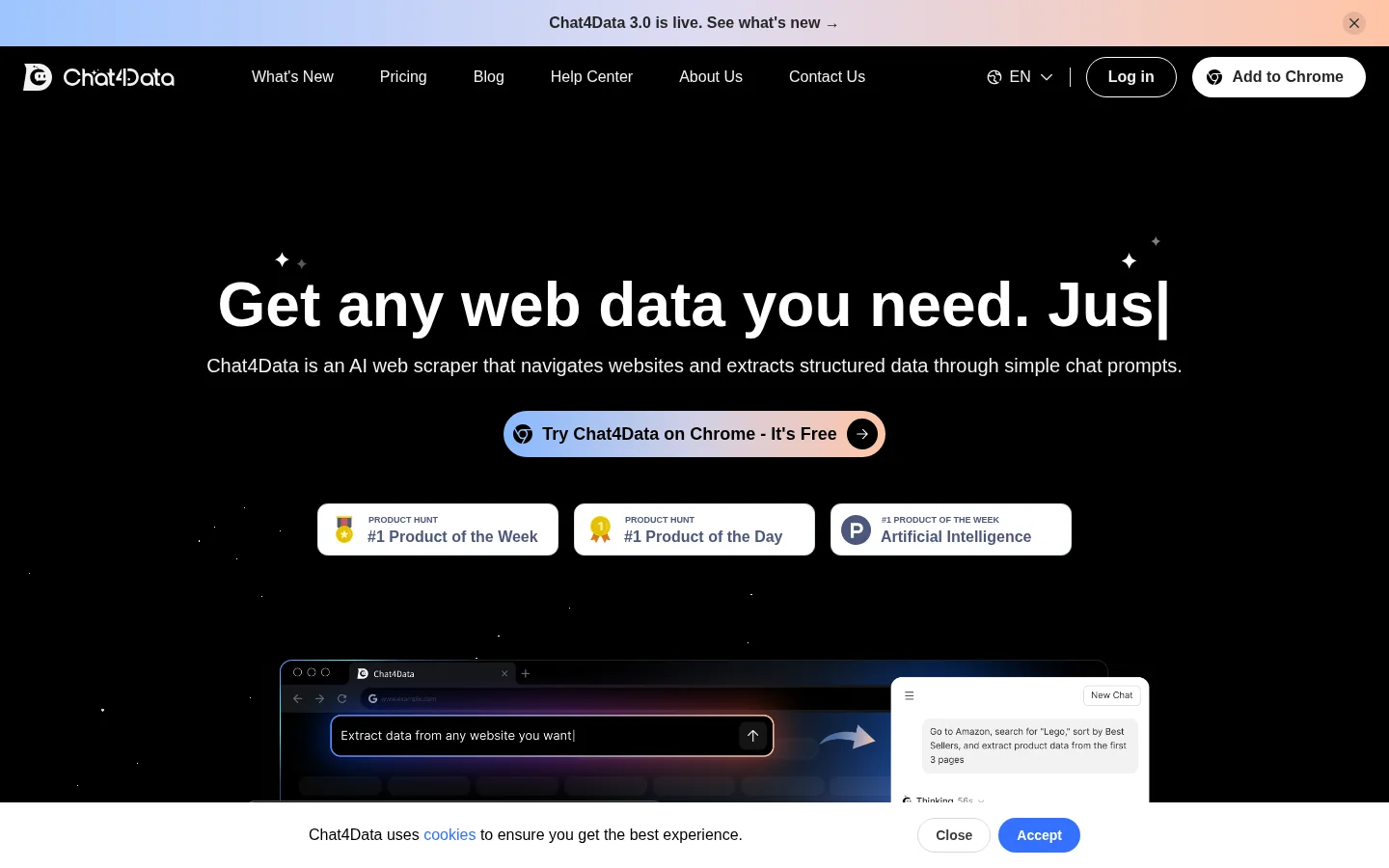 Chat4Data Homepage screenshot