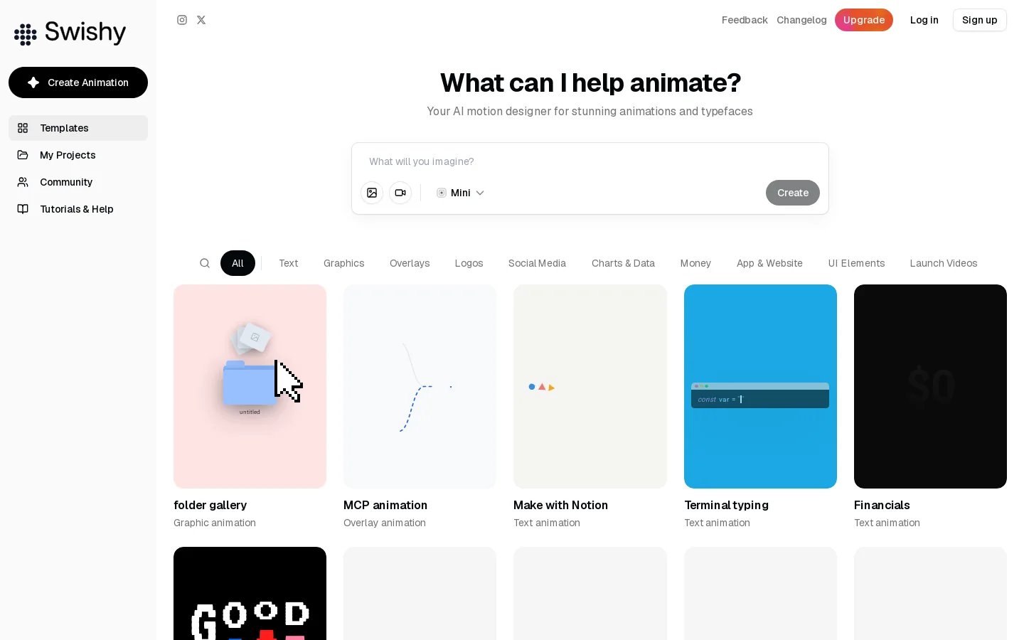 Swishy Homepage screenshot