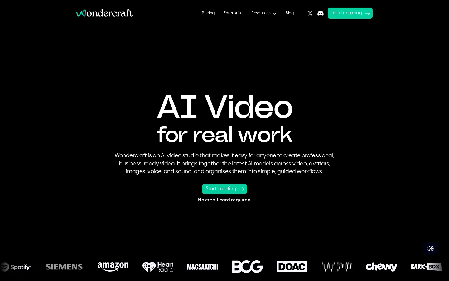 Wondercraft Homepage screenshot