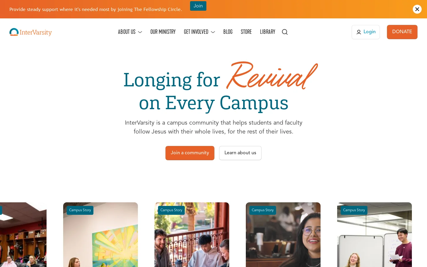 InterVarsity Homepage screenshot