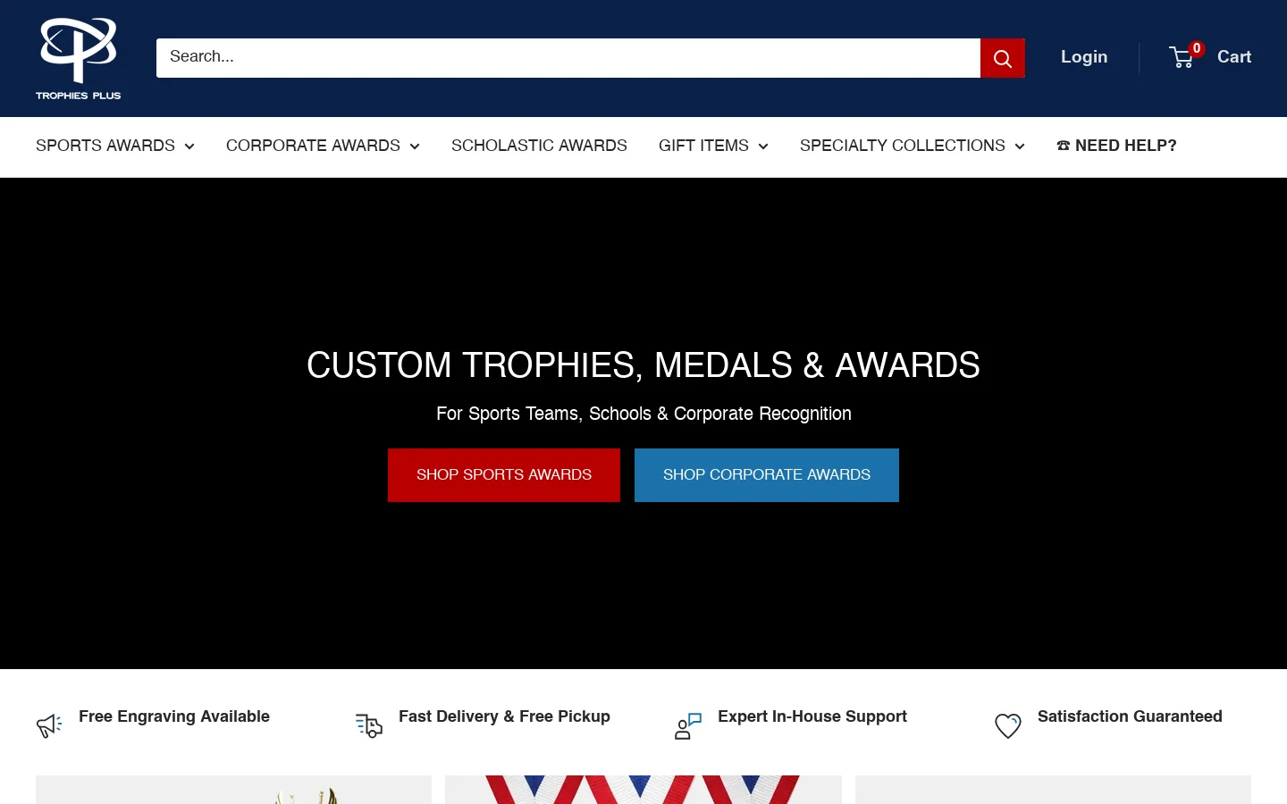 Trophies Plus Homepage screenshot